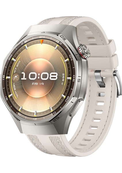 Huawei Watch Gt6 Pro 46MM ile Uyumlu Metal Tokalı Dikiş Detaylı Şık Dokuma Silikon Kordon