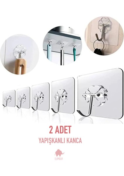 Kendinden Yapışkanlı Güçlü Şeffaf Askılık Kapı Arkası Mutfak Duvar Banyo Askı