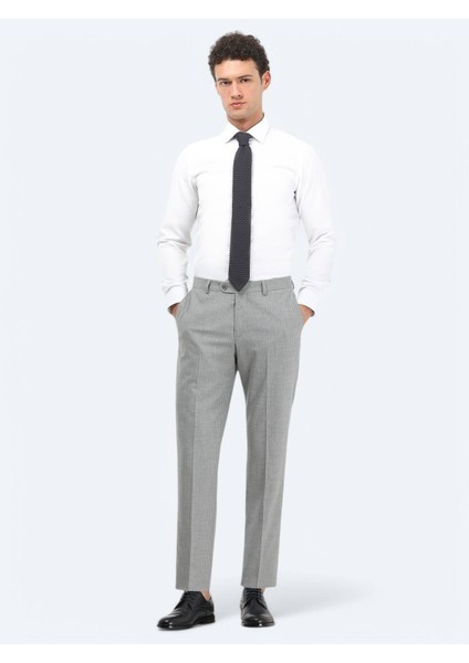 Beyaz Düz Slim Fit Dokuma Klasik Pamuk Karışımlı Gömlek