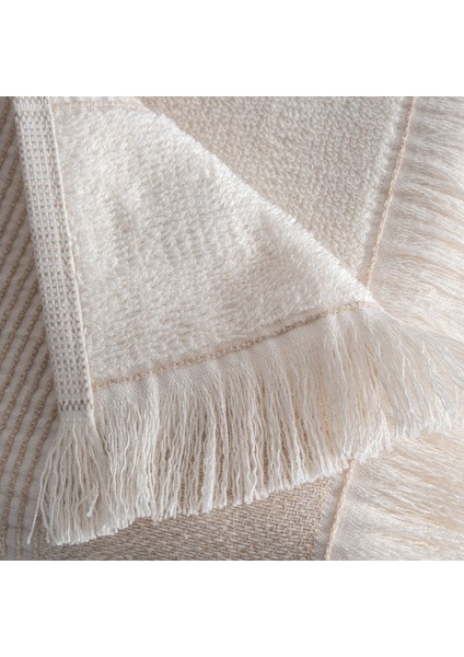 Hasna 3'lü Havlu Seti Pamuk Keten Melanj Bej