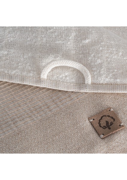 Hasna 3'lü Havlu Seti Pamuk Keten Melanj Bej