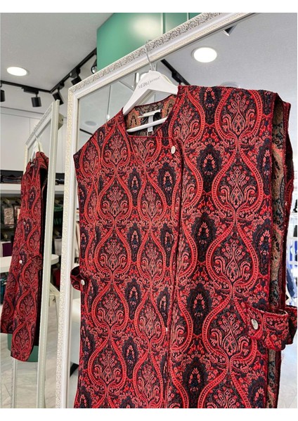 Ekru Yelek Etnik Desen - Bordo - S fiyatları