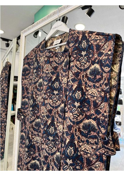 Ekru Yelek Etnik Desen - Lacivert - M fiyatları