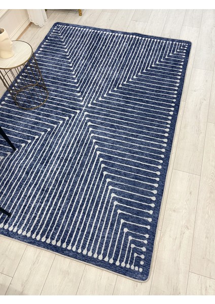 Lacivert Renk Şönil Görünümlü Tasarım Yolluk Halı Mutfak Halısı fırsatları