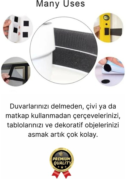 Ultra Güçlü Iz Bırakmaz Çivisiz Tablo Çerçeve Asma Kendinden Yapışkanlı Siyah Cırt Bant 24'lü Set fiyatları