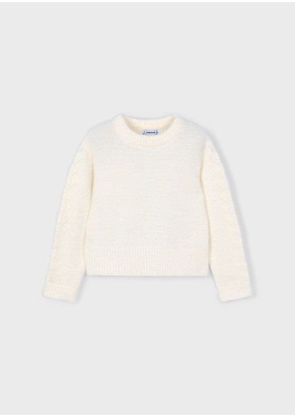 Kız Çocuk Beyaz Kazak | 4-10 Yaş Sade ve Yumuşak Dokulu Model