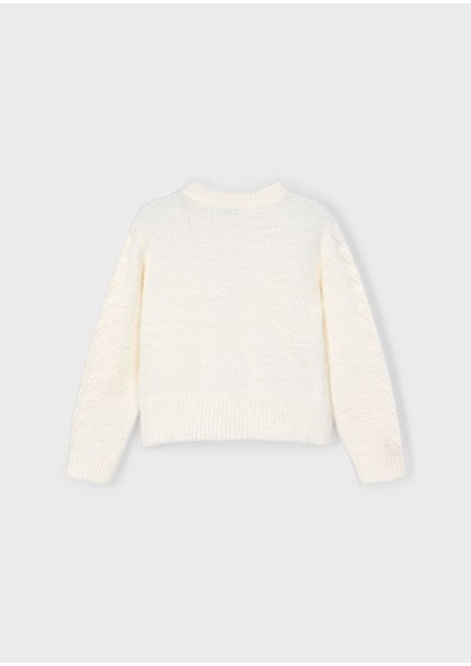 Kız Çocuk Beyaz Kazak | 4-10 Yaş Sade ve Yumuşak Dokulu Model fiyatları