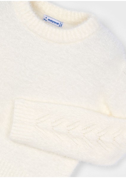 Kız Çocuk Beyaz Kazak | 4-10 Yaş Sade ve Yumuşak Dokulu Model modelleri