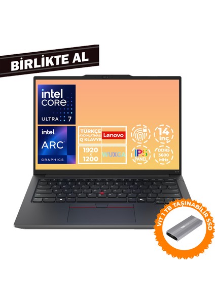 Thinkpad E14 G6 U7 155H 16GB 1tb SSD 14" Wuxga W11P Laptop + Vıt 1 Tb SSD 21M7006LTX 049