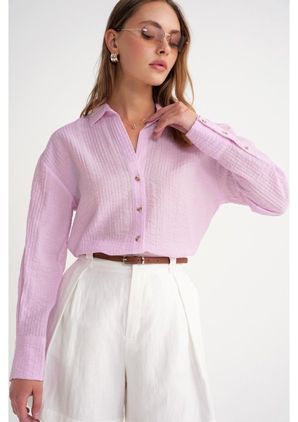 4642 Kadın Apoletli Kraşlı Gömlek Pembe fiyatları