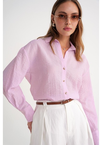4642 Kadın Apoletli Kraşlı Gömlek Pembe fırsatları