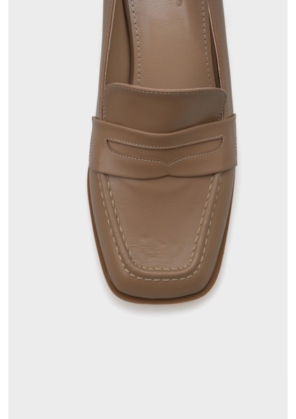 Küt Burunlu Orta Topuklu Loafer Kadın Ayakkabı