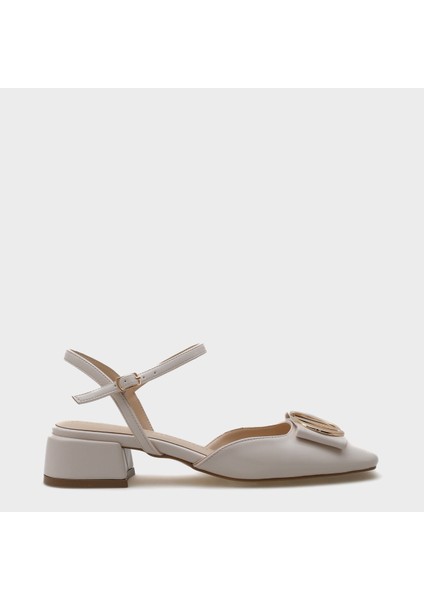 Arkası Açık Tokalı Kısa Topuklu Kadın Ayakkabı