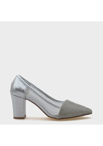 Nora Sivri Burunlu Fileli Taşlı Orta Topuk Kadın Ayakkabı