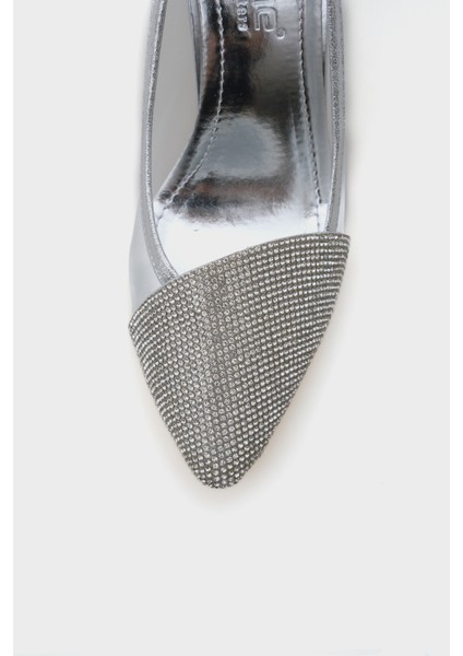 Nora Sivri Burunlu Fileli Taşlı Orta Topuk Kadın Ayakkabı