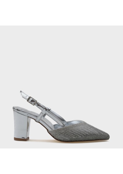 Nova Orta Topuklu Sivri Burunlu Taşlı Kadın Şık Ayakkabı