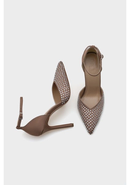 Raine Topuklu Sivri Burunlu Taşlı Bilekten Bantlı Şık Kadın Ayakkabı