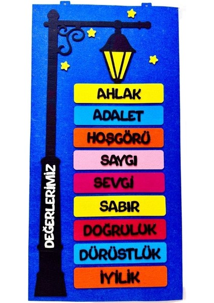 Değerler Panosu Tek Parça Keçe Eğitim Materyali