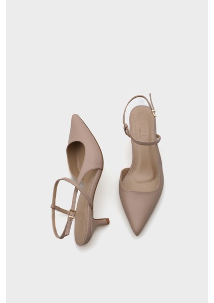Perla Orta Topuklu Bilekten Bantlı Sivri Burunlu Kadın Ayakkabı
