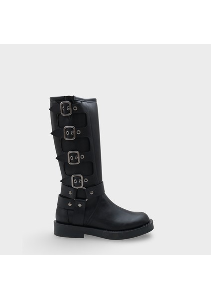 Motorcu Fermuarlı Kadın Çizme
