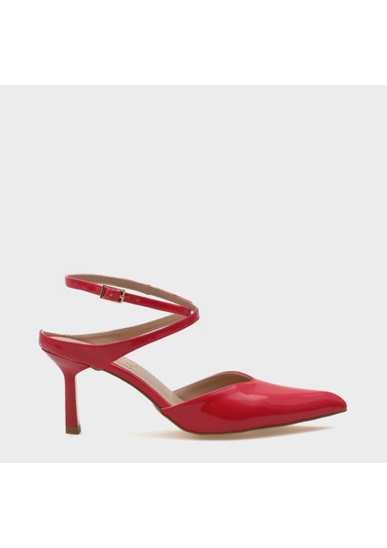 Tiff Sivri Burunlu Orta Topuklu Bilekten Bantlı Kadın Ayakkabı