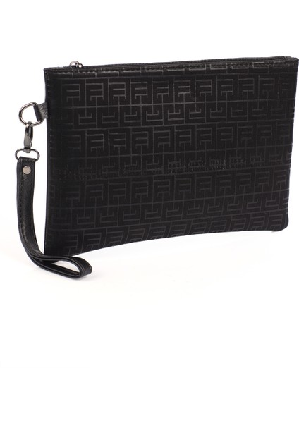 Saten Labirent Desenli Paris Kadın Clutch Çanta