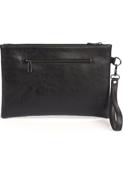 Saten Labirent Desenli Paris Kadın Clutch Çanta