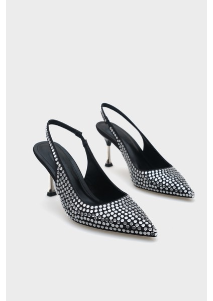 Reta Orta Topuklu Komple Taşlı Metal Topuklu Kadın Şık Ayakkabı