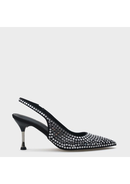 Reta Orta Topuklu Komple Taşlı Metal Topuklu Kadın Şık Ayakkabı