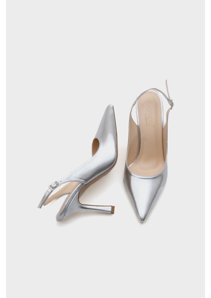 Arkası Açık Sivri Burunlu Orta Topuklu Kadın Ayakkabı