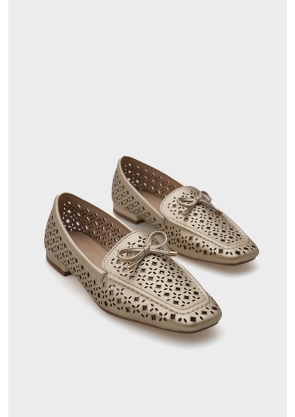 Cara Zımbalı Metalik Kadın Loafer