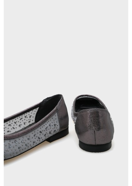 Küt Burunlu Taşlı Dantelli Kadın Babet