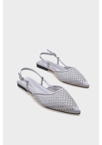 Sivri Burunlu Taşlı Saten Babet