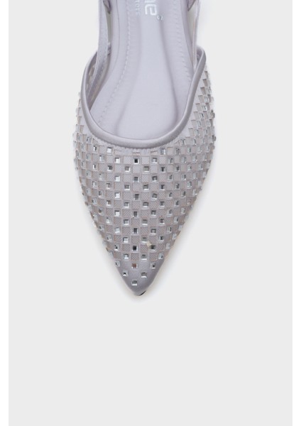 Sivri Burunlu Taşlı Saten Babet