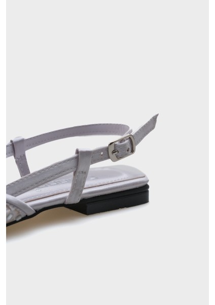 Sivri Burunlu Taşlı Saten Babet