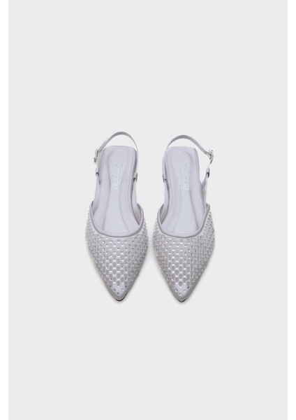 Sivri Burunlu Taşlı Saten Babet