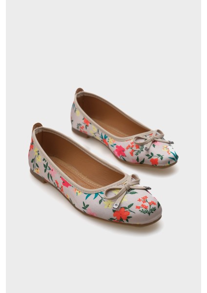 Hana Trend Saten Çiçekli Kadın Babet