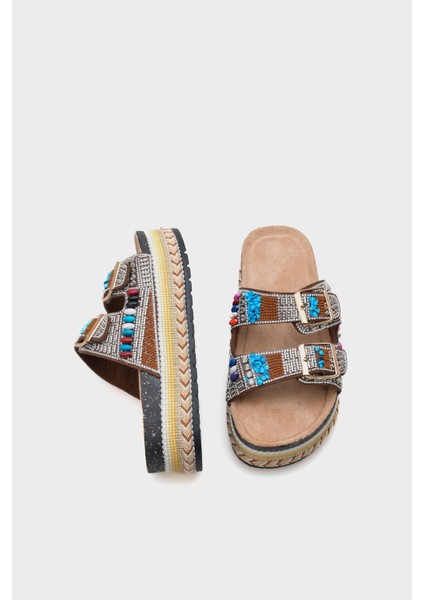 Alyson Taşlı Tokalı Düz Topuk Kadın Terlik