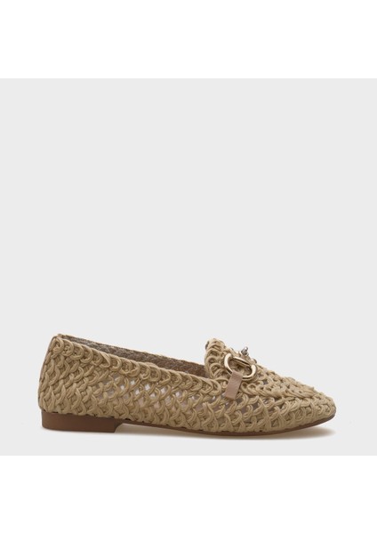 Tani Hasır Örgü Metal Tokalı Kadın Loafer