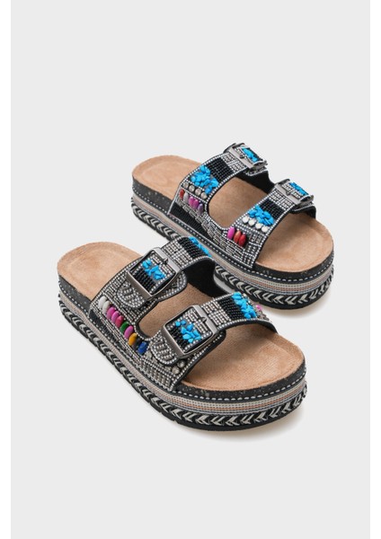 Alyson Taşlı Tokalı Düz Topuk Kadın Terlik