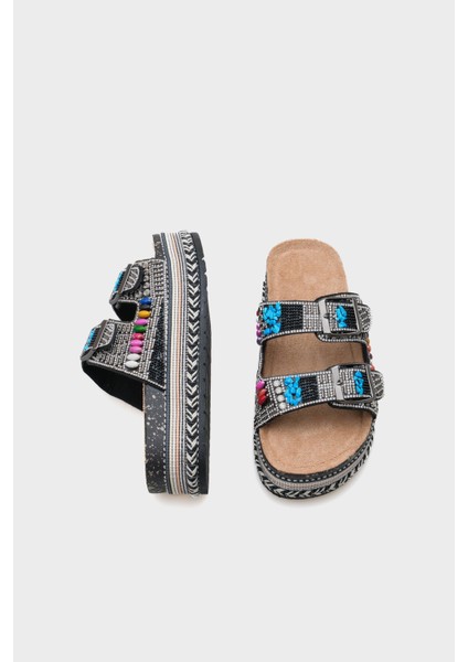 Alyson Taşlı Tokalı Düz Topuk Kadın Terlik