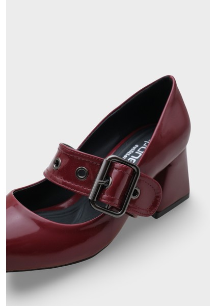 Catherin Sivri Burunlu Kalın Orta Topuklu Bantlı Kadın Ayakkabı