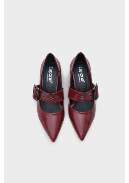 Catherin Sivri Burunlu Kalın Orta Topuklu Bantlı Kadın Ayakkabı