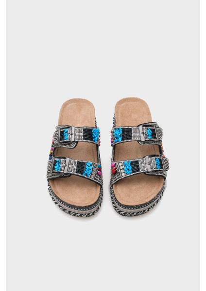 Alyson Taşlı Tokalı Düz Topuk Kadın Terlik