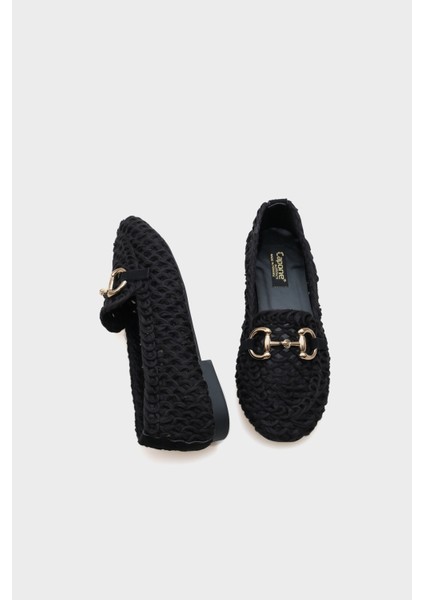 Tani Hasır Örgü Metal Tokalı Kadın Loafer