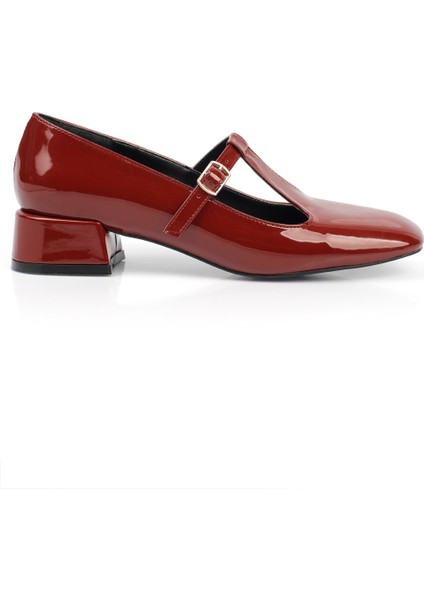 Küt Burunlu T Bantlı Alçak Topuk Mary Jane Kadın Ayakkabı