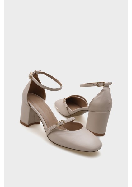 Sasha Orta Topuklu Çift Tokalı Bilekten Bantlı Kadın Ayakkabı