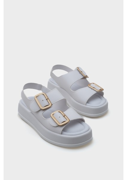 Denice Dolgu Topuklu Çift Bantlı Tokalı Kadın Sandalet