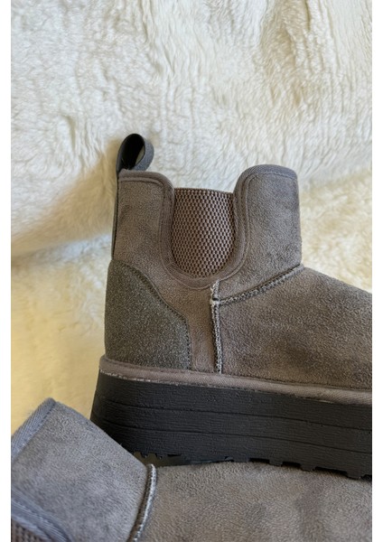 Kadın Kalın Taban Lastikli Süet Bot & Bootie fırsatları