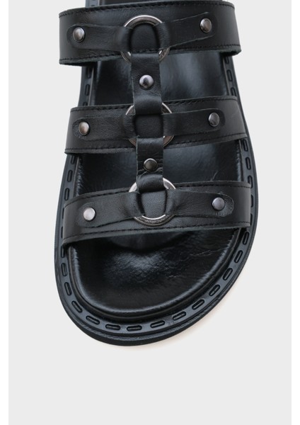 Mora Aksesuarlı Deri Kadın Terlik